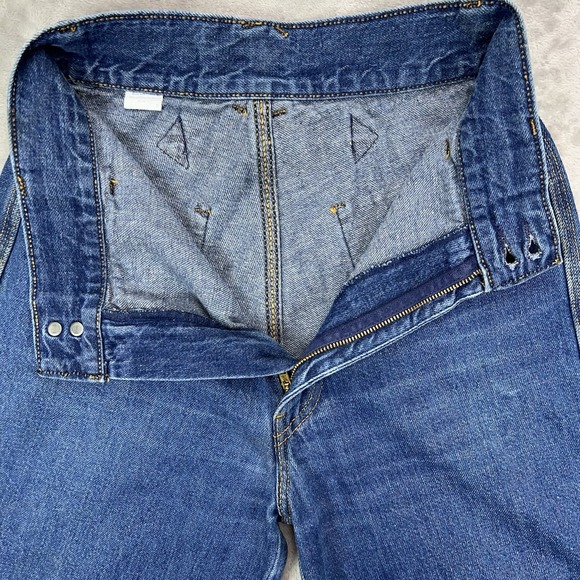 Vintage LEVI'S Cinch Back Jeans Womens 9 Blue Wide Leg Bell Bottom 70s High Rise - Picture 11 of 16